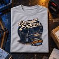 Camberline Overnight Express grey lorry T-shirt folded front hero