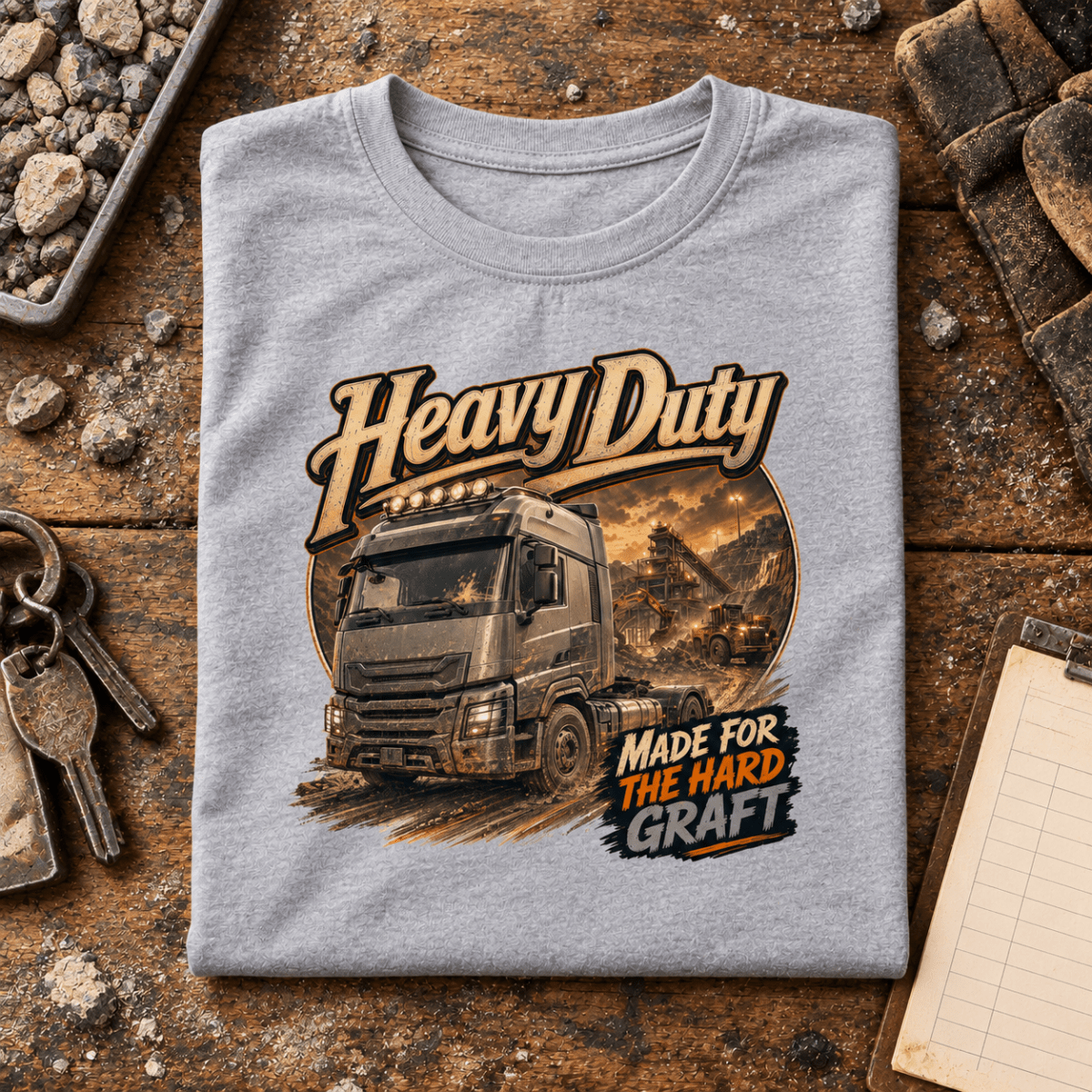 Camberline Heavy Duty grey lorry T-shirt folded front hero