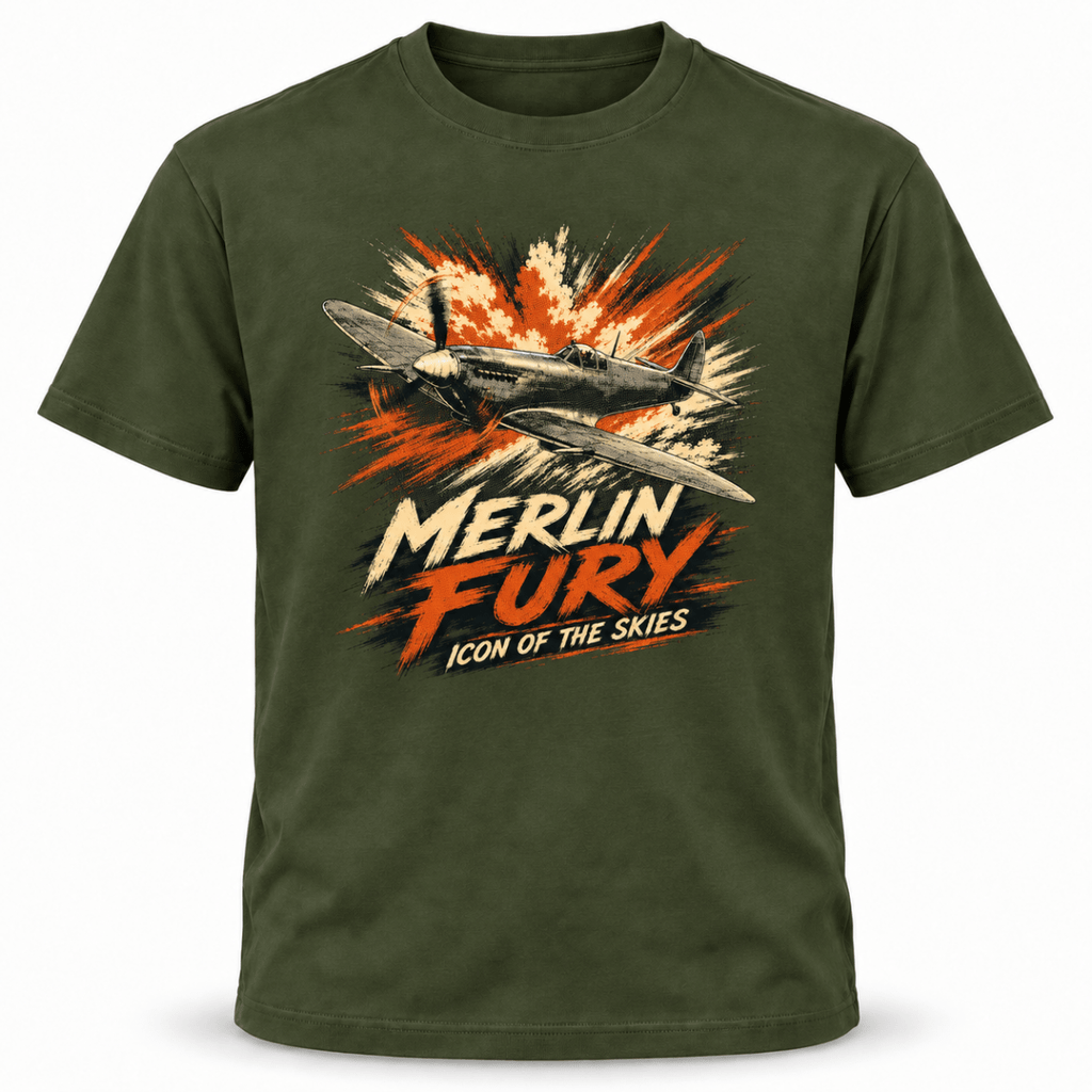 Spitfire Merlin Fury t-shirt in Military Green, basic front product view