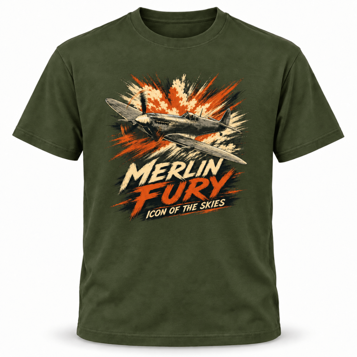 Spitfire Merlin Fury t-shirt in Military Green, basic front product view
