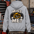 Miss Me? check engine mechanic hoodie in sport grey (heather grey), back workshop garment view – car-hd-0806
