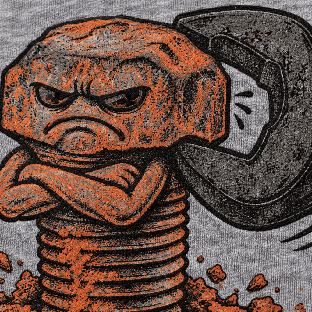 Not Today Mate stubborn bolt mechanic hoodie in sport grey (heather grey), print close-up – car-hd-0800