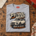 Rally Car Graphic T-Shirt – Hatchback Motorsport, folded front main hero on a worn automotive workbench – car-ts-0077