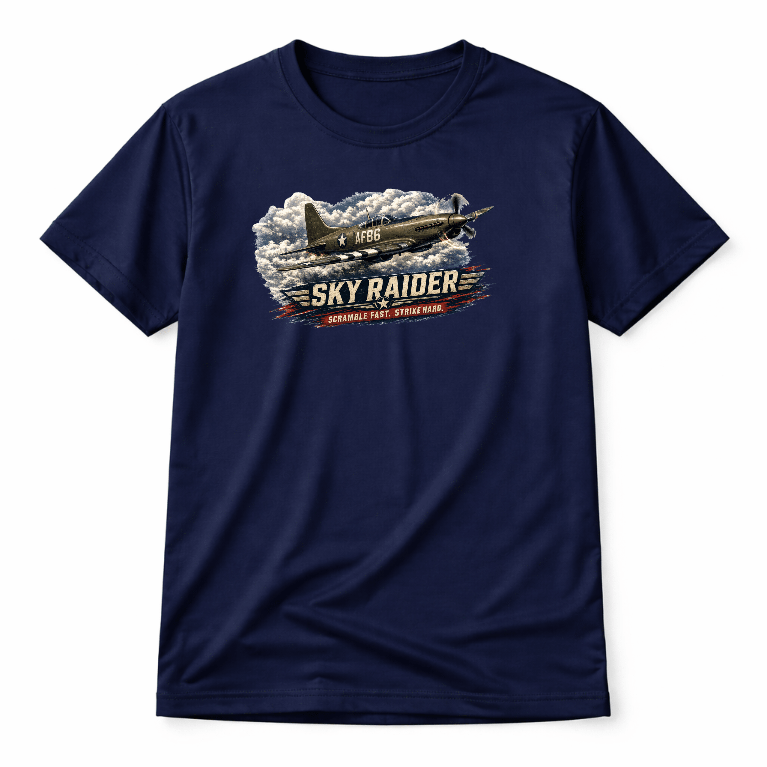 Sky Raider Warbird aviation graphic t-shirt navy - Camberline Clothing