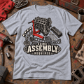 Some Assembly Required engine rebuild mechanic t-shirt in sport grey (heather grey), front workshop garment view – car-ts-0808