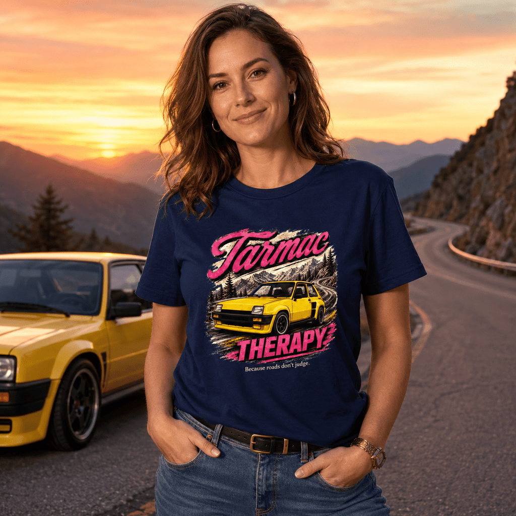 Hot Hatch Graphic T-Shirt – Tarmac Therapy Yellow Mountain Road