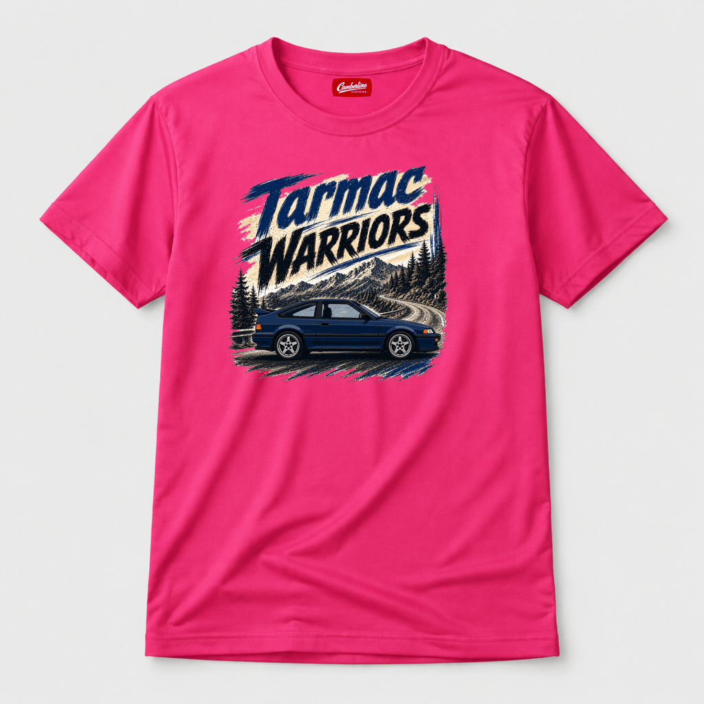 Classic Coupe Graphic T-Shirt – Tarmac Warriors Blue JDM Retro Mountain Pass