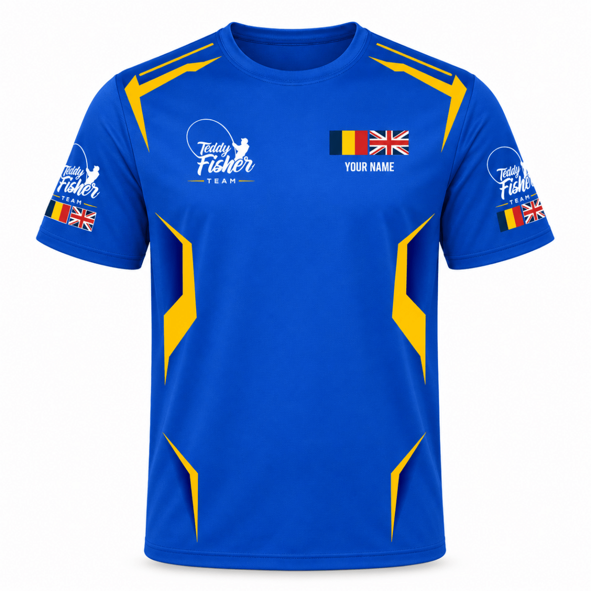 Royal blue Teddy Fisher Team performance T-shirt front product view – CLB-TFI-JC001-9999