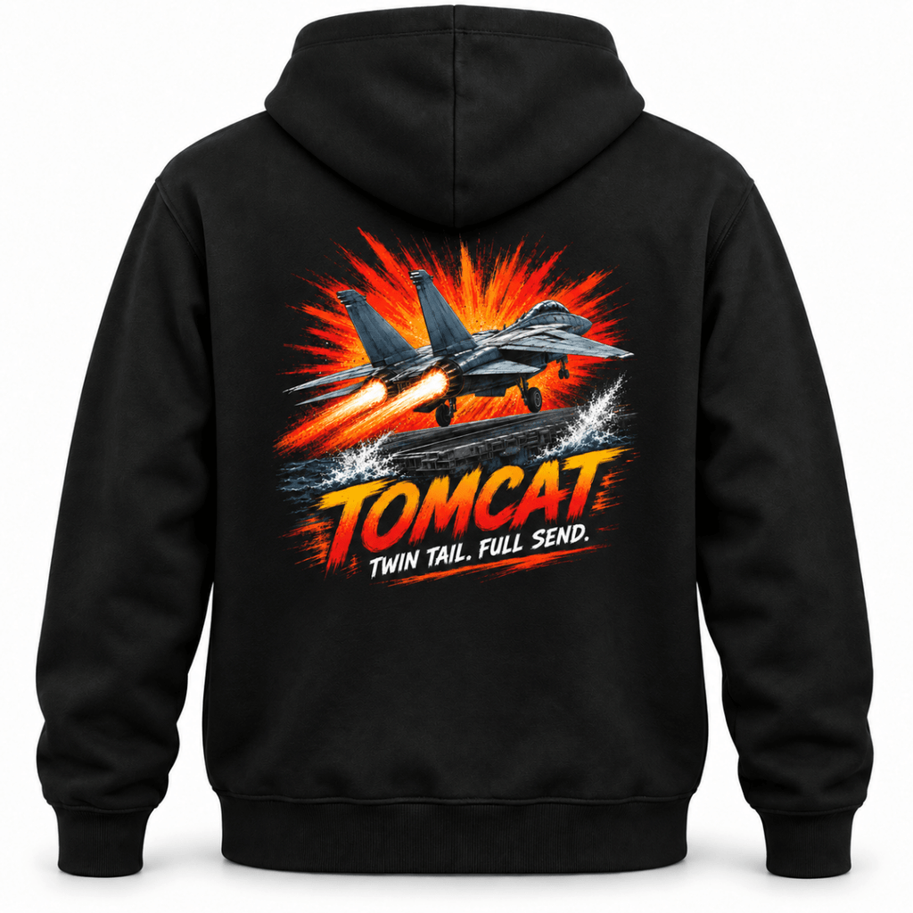 F-14 Tomcat Fighter Jet hoodie in Black, basic back product view