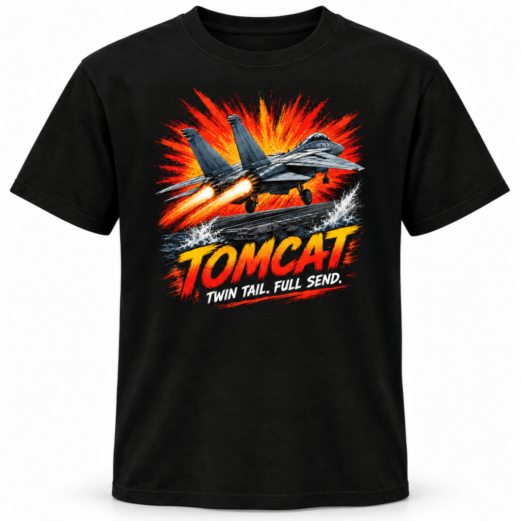 F-14 Tomcat Fighter Jet t-shirt in Black, basic front product view