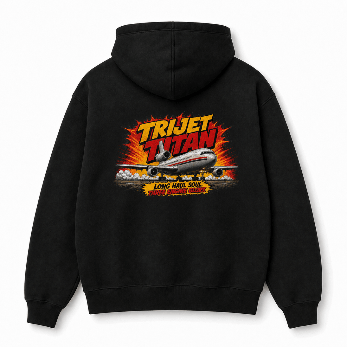 Tri-Jet Titan black aviation hoodie back product view