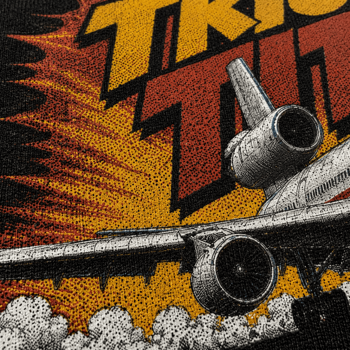 Close-up of Tri-Jet Titan three-engine airliner halftone DTF print