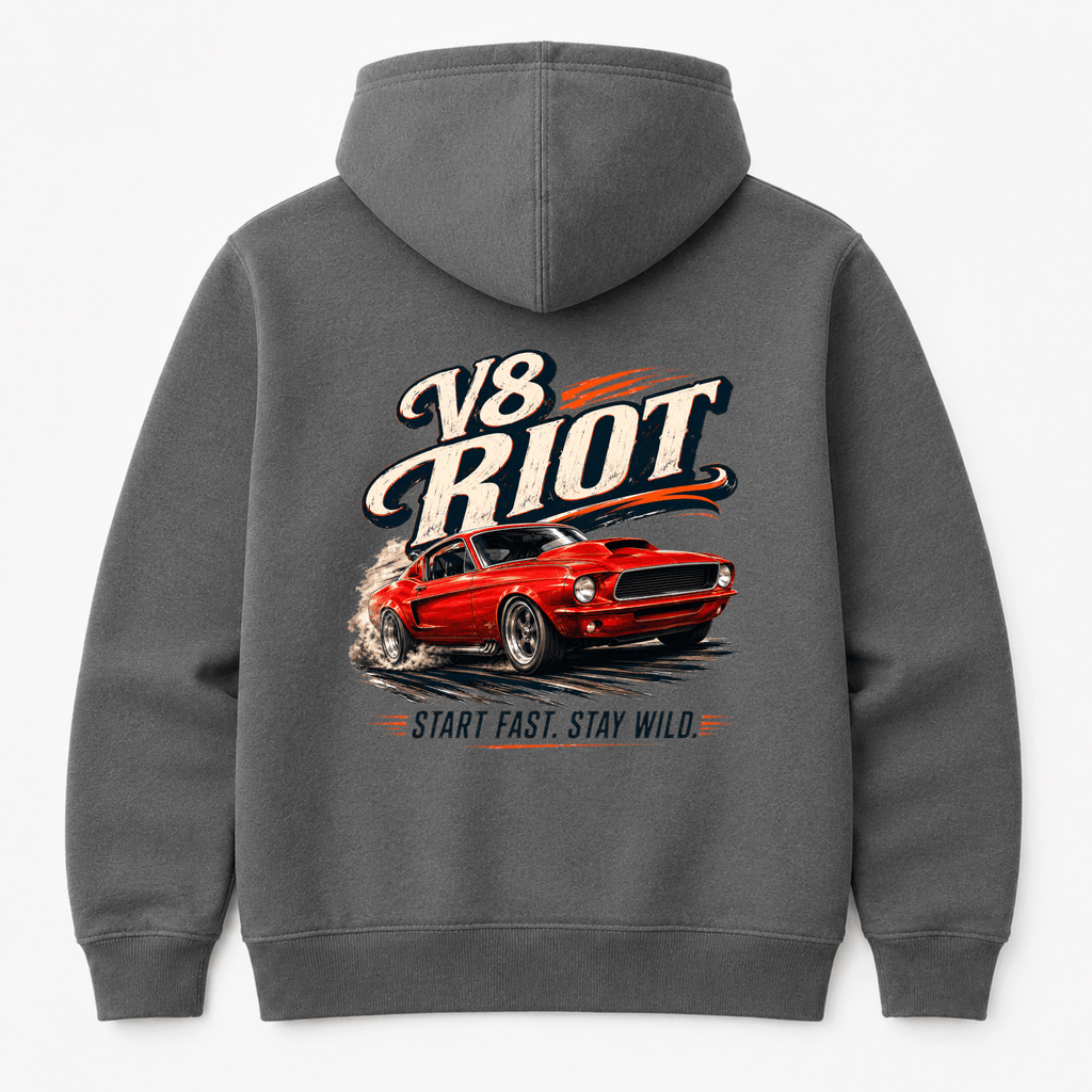 Muscle Car Graphic Hoodie – V8 Riot Classic Car Burnout